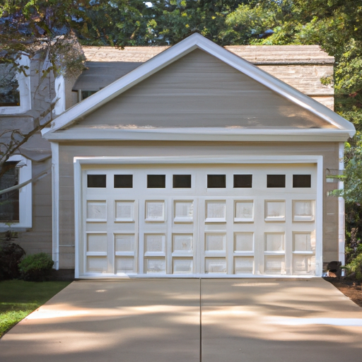 Exterior view of a suburban Wayland, MA house with a visible garage door and driveway in morning light.